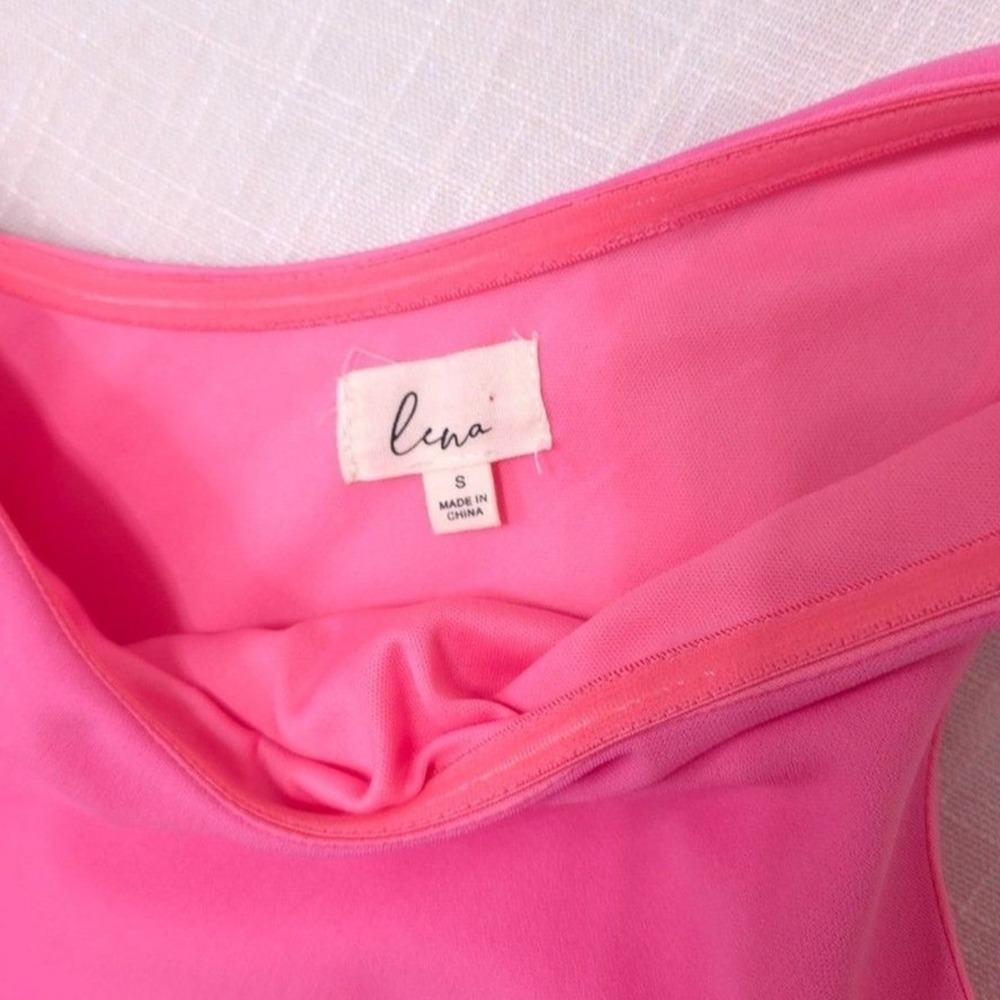 Lena Pink One Shoulder Ruffle Mini Dress S - Picture 4 of 11